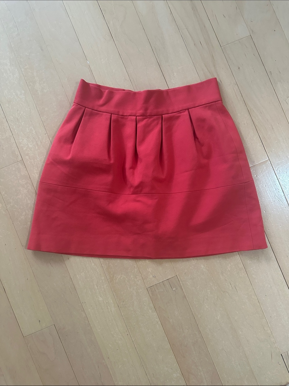 Zara Coral-Red Pleated Mini Skirt